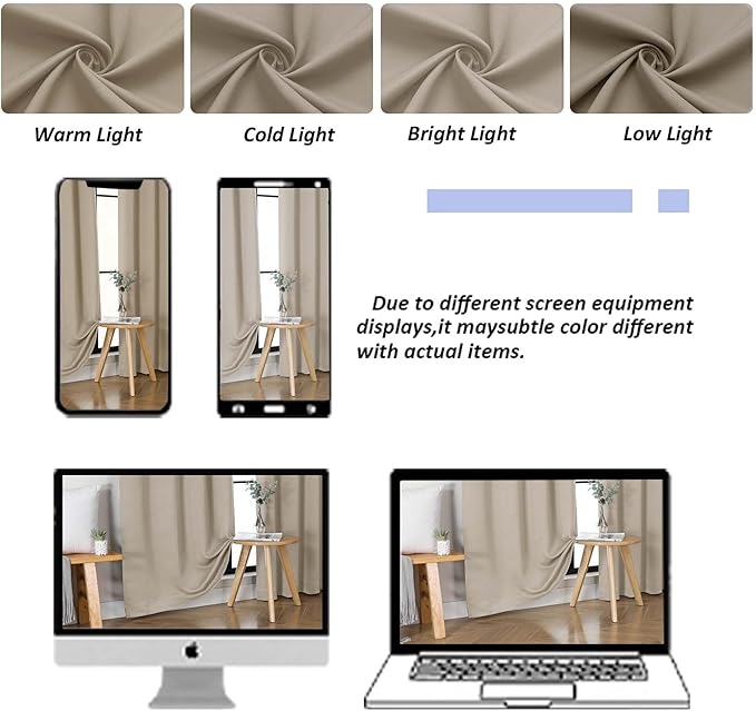 Simplebrand Ava Biscotti Beige Blackout Curtains for Bedroom 96 Inches Long 2 Panels, Solid Thermal Insulated, Energy Saving Nursery Window Treatment Curtains Blackout Drapes, W50 x L96 Inch