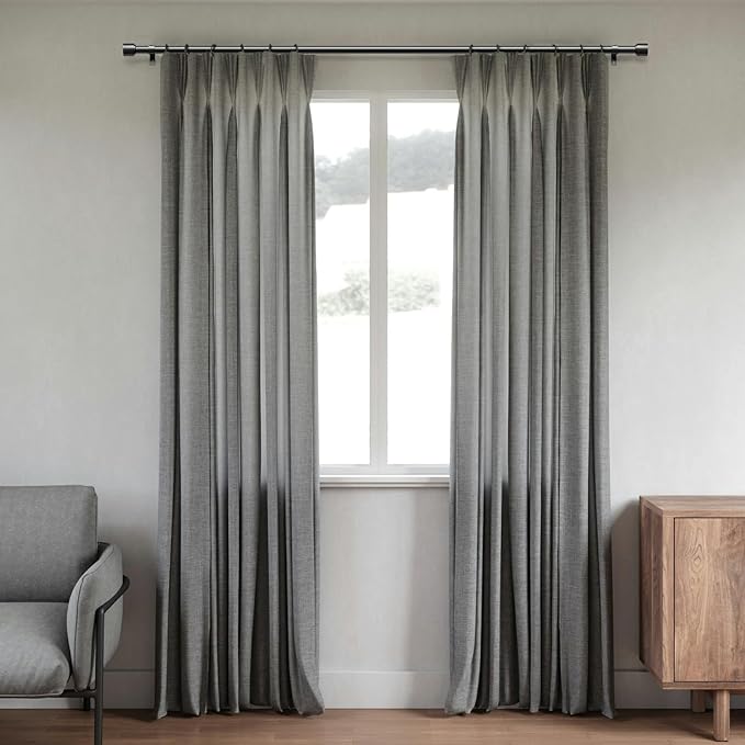 GEEBOBO Black Curtain Rods for Windows 28 to 48 Inch, 1 Inch Adjustable Heavy Duty Easy Install Curtain Rods Set for Outdoor, Patio, Farmhouse, Bedroom, Living Room (Black, 30"-60")