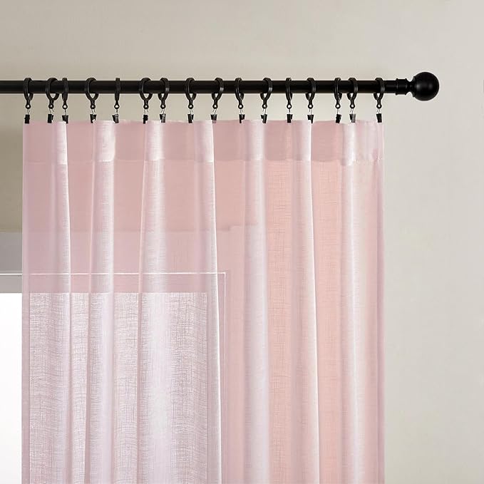 Joydeco Sheer Curtains 84 Inches Long, Beige Curtains for Living Room 2 Panels Set, Window Curtains Privacy Assured with Light Filtering(W52 x L84 Inch,Tapioca)