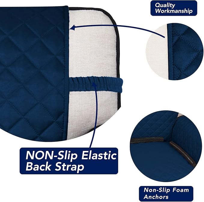 PureFit Reversible Quilted Sofa Cover, Water Resistant Slipcover Furniture Protector, Washable Couch Cover with Non Slip Foam and Elastic Straps for Kids, Pets (X Large, Navy/Navy)