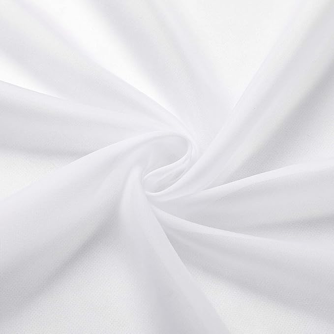 White Valances for Windows, White Sheer Curtains 14 Inch Length 2 Pack Kitchen Drapes, Modern Solid Mini Small Window Curtains for Cafe Bathroom Basement, Each 42" Wx14 L Inches