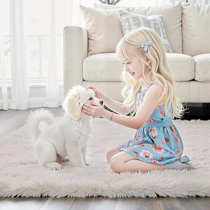 Small Rugs for Bedroom 2x3 Rug, Soft Area Rug for Living Room Dorm, Non Slip Shag Rugs for Girls Boys Bedroom, Soft Kids Carpet, Modern Home Decor Aesthetic(Cream, 2 x 3)