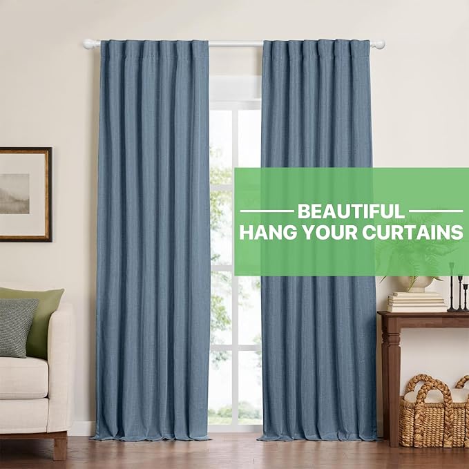 White Curtain Rods for Windows 28 to 48 inch, Adjustable Curtain Rod Set with Brackets Easy Install, Decorative 5/8" Drapery Rod, Heavy Duty Curtain Rods for Bedroom, Kitchen, Living Room