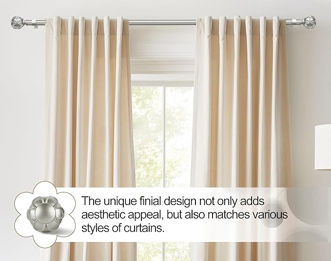 KAMANINA 1 Inch Curtain Rod Telescoping Single Drapery Rod 28 to 48 Inches (2.3-4 Feet), 2 Pack Antique Silver Curtain Rods for Windows 16 to 44 Inches, Netted Texture Finials