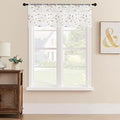 MRTREES Sheer Curtain Valances 2 Panels, Leaves Embroidered Voile Valance Curtains Rod Pocket, 54x16 Inches Small Sheer Window Curtain Valance for Bedroom/Living Room/Kitchen/Basement(Taupe Leaves)