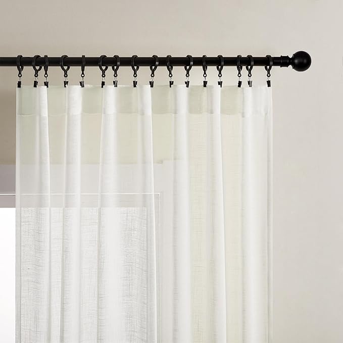 Joydeco Sheer Curtains 108 Inches Long, Cream Curtains for Living Room 2 Panels Set, Ivory Curtains Window Privacy Assured with Light Filtering(W52 x L108 Inch,Ivory)