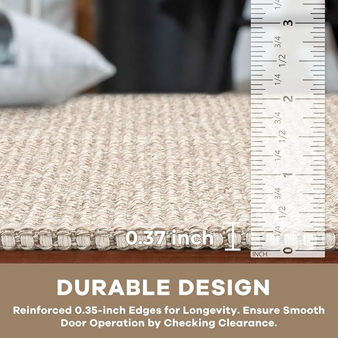 KOZYFLY Long Runners for Hallways 3x12 ft Washable Kitchen Runner Non Slip Rubber Backed Hallway Rugs Cotton Entryway Runner Rug Floor Carpet for Indoor Hall, Backdoor, Kitchen, Ivory/Khaki