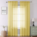 Lecloud Yellow Sheer Curtains 90 Inches Long 2 Panels, Gauzy Light Filtering Breathable Curtain, Solid Voile Home Decor Drapes with Dual Rod Pocket for Living Room Bedroom, Each 42" W x 90" L