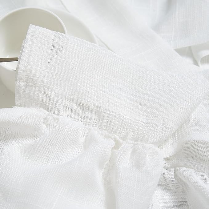 jinchan Ruffled Valance Curtain Slubbed Crossed Kitchen Valance Vintage Shabbychic Style for Living Room Small Windows 18 Inch Cottagecore Farmhouse Half Window Rod Pocket 1 Panel White