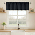 OVZME Black Valance for Windows, Light Filtering Faux Linen Textured Small Short Valance Kitchen Curtain, Dual Rod Pocket Top Short Window Curtain for Bathroom Basement Farmhouse, 1 Piece, 60Wx14L