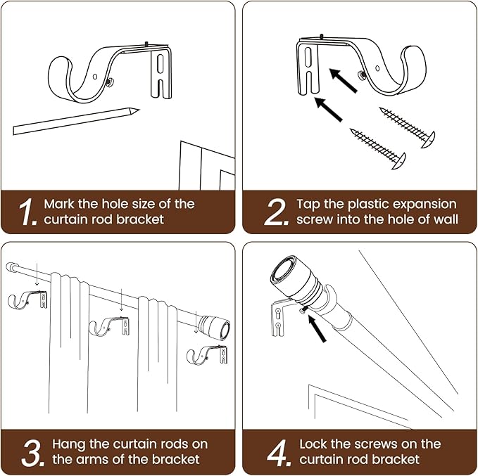 Hradecti Silver Curtain Rod 30-144 inch 2 Pack, Fit 30 to 142, 66 to 120 inch Windows, 1 Inch Diameter Heavy Duty Adjustable Telescopic Rod