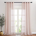NICETOWN Pink Curtains Linen Sheer Textured, Grommet Semi Sheer Linen Weave Window Drapes Privacy with Light Filtering for Girls Room/Princess Room, W52 x L90, Dusty Blush, 2 Panels