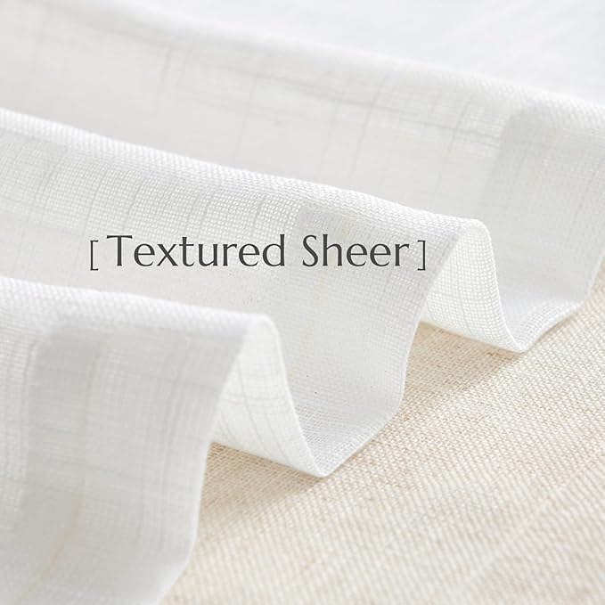 jinchan Sheer Valance Curtain Linen Textured Valance for Kitchen Living Room Bedroom Voile Window Light Filtering Farmhouse Country Rod Pocket 1 Panel 16 Inch Length White