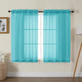 Gwine Turquoise Sheer Curtains for Living Room 45 inches Long, Short Voile Light Filtering Window Treatments Sheer Curtains for Bedroom, Half Window Drapes with Rod Pocket, Each 42" Wx45 L