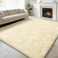 Ultra Soft Fluffy Area Rugs for Bedroom Living Room Ivory 10x14, Nursery Rug, Non-Slip Carpet for Kids Dorms Decor, Shaggy Bedside Rug