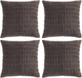 Fancy Homi 4 Packs Boho Dark Brown Decorative Throw Pillow Covers 14x14 Inch for Living Room Couch Bed Sofa, Rustic Modern Farmhouse Home Decor, Soft Plush Corduroy Cute Square Cushion Case 35x35 cm