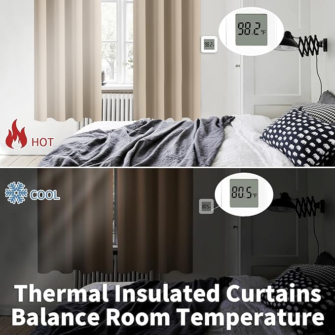 BGment Blackout Curtains - Grommet Thermal Insulated Room Darkening Bedroom and Living Room Curtains, Set of 2 Panels (42 x 72 Inch, Sand)