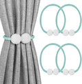 Melaluxe 4 Pack Magnetic Curtain Tiebacks, Decorative Curtain Holdbacks for Window Décor (Teal)
