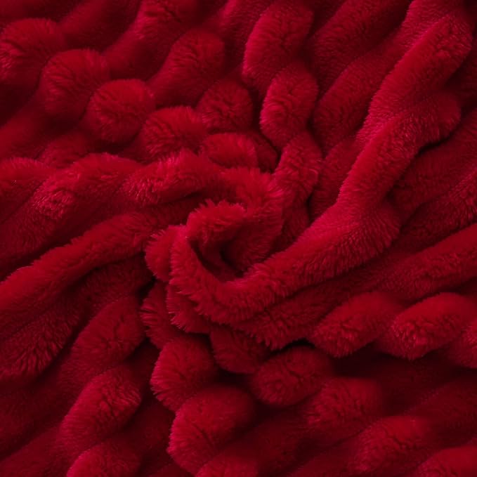 Red Fleece Throw Blanket 108”×90” for Couch Sofa Bed,Super Soft Cozy Plush Microfiber Flannel Blanket with Stripes Design Lightweight for Adults,Woman,Girls