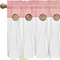 FRAMICS Farmhouse Valance Curtains, Boho Cotton Linen Kitchen Valance, Pink Rustic Button Window Valances for Kitchen Bathroom, Country Rod Pocket Valances for Window, Pink and White, 52 x 18 Inch