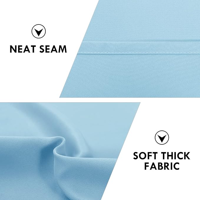 DWCN Light Blue Blackout Curtains for Bedroom – Rod Pocket Thermal Insulated Energy Saving Drapes for Living Room and Bedroom, W 38 x L 54 Inch, 2 Panels