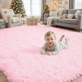 5x7 Area Rugs for Living Room Rug: Soft Fluffy Shag Light Pink Rugs for Bedroom, Non-Slip Large Fuzzy Plush Rug Indoor Floor Carpet for Nursery Kids Boys Girls Room, Dorms, Playroom, Modern Home Decor