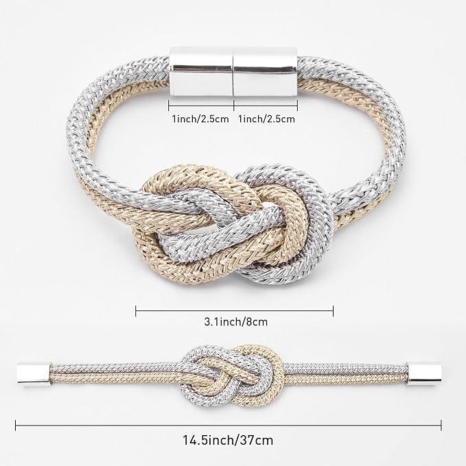 NICEEC 2 Pack Mini Magnetic Curtain Tiebacks Nordic Simple Style Drape Tie Backs Elegant Hand Weave Rope Knot Decorative Curtain Holdbacks for Home & Office Thin Window Drapery (Grey & Beige)