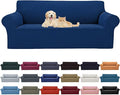 Cupuamon 2026 New Stretch Sofa Slipcovers Couch Cover for 3 Cushion Furniture Protector Sofa Covers with Elastic Bottom Jacquard Fabric Small Checks for Pets, Kids -Sofa, Classic Blue