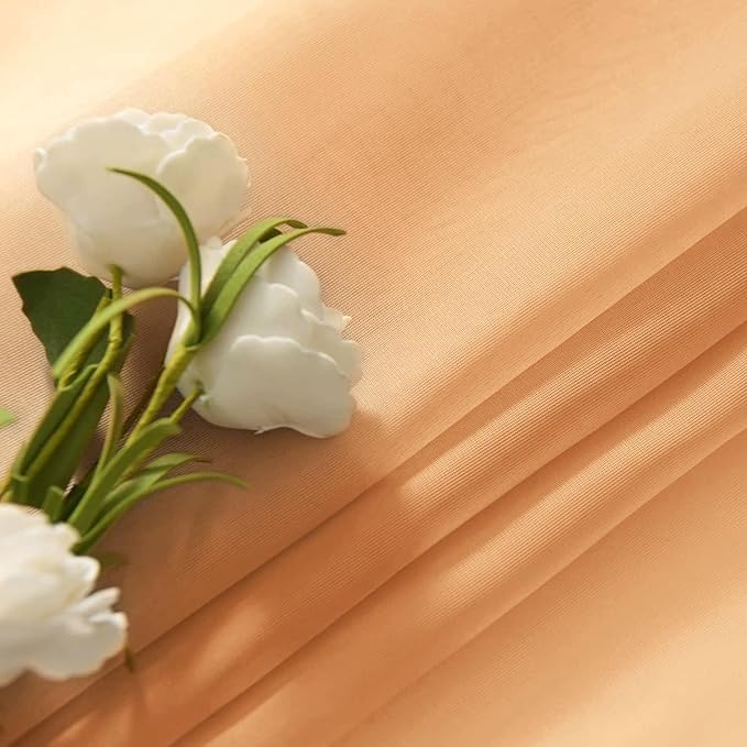 SpaceDresser Beige Sheer Curtains 4 Panels Rod Pocket Semi-Sheer Curtain 54 Inches Long Light Filtering Voile Window Drapes for Bedroom Living Room Kitchen, Each 52W x54L