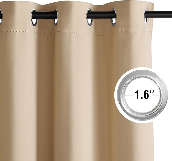 NICETOWN Room Darkening Draperies Curtains Panels, 2 Panels Biscotti Beige W52 x L84