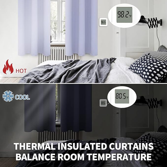 BGment Room Darkening Curtains 54 Inches Long - Grommet Thermal Insulated Drapes Window Treatment Curtains for Bedroom, 2 Panels, 38 x 54 Inch, Lavander