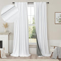 Pitalk 100% Blackout Curtains for Bedroom White 100 Inch Length Living Room Black Out Shades Faux Linen Designer Custom Drapes for Windows Treatments Thermal Insulating 100 Inches Long 2 Panels 2Pcs