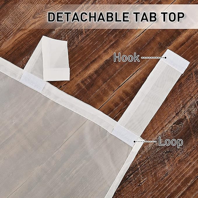 RYB HOME Outdoor Curtain for Patio, Detachable Sticky Tab Top for Easy Hanging & Unsling, Waterproof Outside Porch Balcony Indoor Outdoor Deck, Beige, 1 Curtain Rope, W 54 x L 84 inch Long