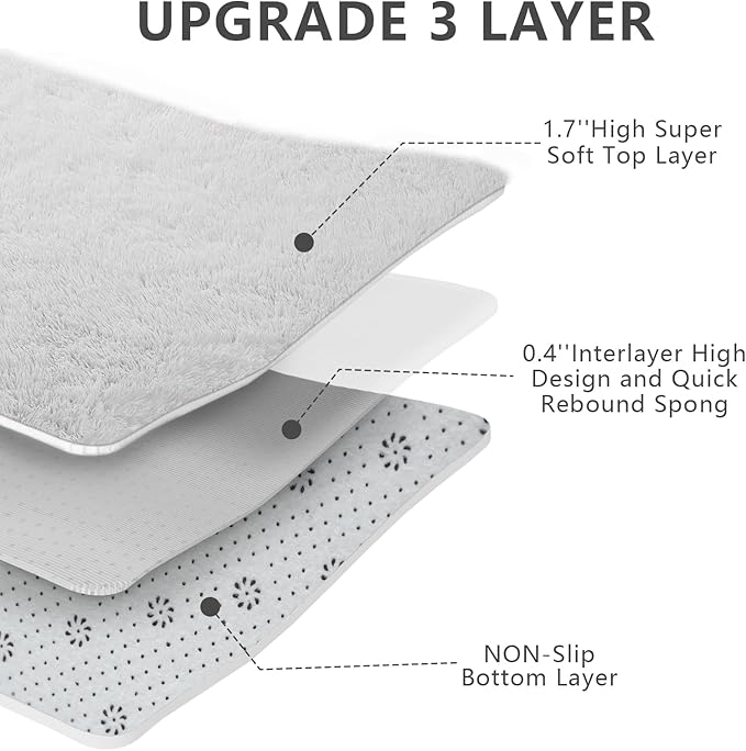 Shag Area Rugs for Bedroom Living Room,4X6 Ultra Soft White Fluffy Area Rugs for Dorm, Indoor Carpet Nursery Rugs for Kids Room Home Decor,White