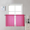 Chyhomenyc Hot Pink Sheer Curtains 30 inch Length 2 Panels, Light Filtering Voile Rod Pocket Short Window Curtians for Bathroom Living Room Farmhouse Small Windows, 42Wx30L inches