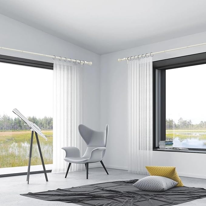 Thestoa Nickel Curtain Rods for Windows 30-62 Inch, 5/8" Stainless Steel Small Curtain Rod for Bedroom, Living Room,Kitchen,Farmhouse