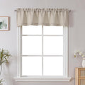 Chyhomenyc Moon Beige Valance for Windows, Light Filtering Faux Linen Solid Short Curtain Valance, Burlap Decorative Small Curtain for Kitchen Bathroom Laundry Basement, 60Wx12L inch, 1 Piece