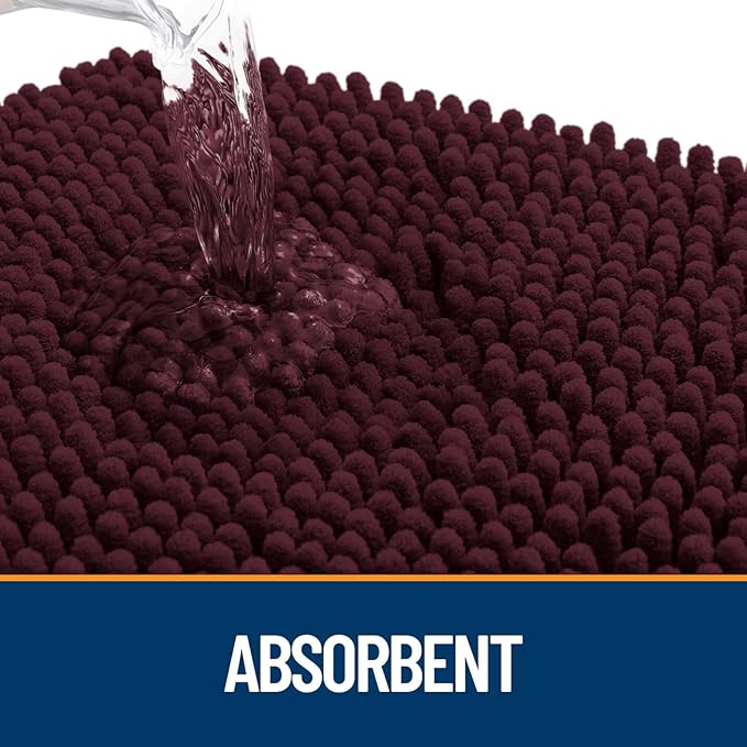 OLANLY Dog Door Mat for Muddy Paws 30x17, Absorbs Moisture and Dirt, Absorbent Non-Slip Washable Doormat, Quick Dry Chenille Mud Mat for Dogs, Entry Indoor Entryway Carpet for Inside Floor, Russet