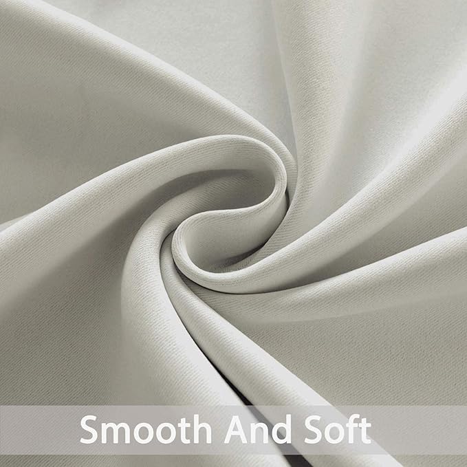 Yakamok Light Blocking Window Curtains Thermal Insulated Room Darkening Drapes for Bedroom,Solid Grommet Top Window Panels, 38x63 Inch, Light Beige, One Pair
