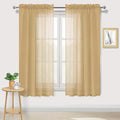 DWCN Taupe Sheer Curtains Semi Transparent Voile Rod Pocket Curtains for Bedroom and Living Room, 52 x 63 inches Long, Set of 2 Panels