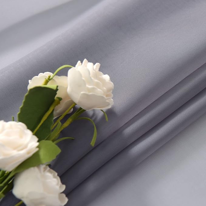 SpaceDresser Sheer Voile Window Treatment Rod Pocket Curtain Panels for Kitchen Bedroom Living Room Drapes Sunlight Filtering Privacy Semi Home Decor Assorted Colors Sizes (Grey, 52 W x 84 L)