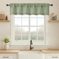 OVZME Green Valance for Windows, Light Filtering Faux Linen Textured Small Short Valance Kitchen Curtain, Dual Rod Pocket Top Short Window Curtain for Bathroom Basement Farmhouse, 1 Piece, 60Wx12L