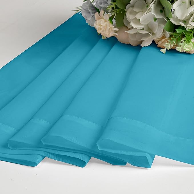 Lecloud Turquoise Sheer Curtains 63 Inch Length 2 Panels, Light Filtering Voile Airy Drapes for Bedroom Windows, Dual Rod Pocket Living Room Sheer Curtains, 40 W x 63 L Inches
