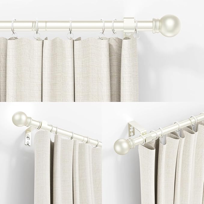 Thestoa Nickel Curtain Rods for Windows 30-62 Inch, 5/8" Stainless Steel Small Curtain Rod for Bedroom, Living Room,Kitchen,Farmhouse