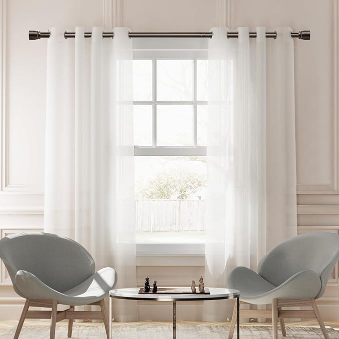 2 PACK 1” Diameter brown curtain rod Itself is 30 to 60 inch. 1 Pack Fits 30-54 inch Windows with Heavy Duty Adjustable brown curtain rods Splicing Metal Extra Long Curtain Rod