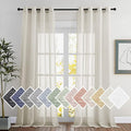 NICETOWN Natural Linen Sheer Curtains 120 inches Long, Privacy Chic Semi Sheer Window Drapes Privacy with Light Filtering for Farmhouse/Bedroom, W52 x L120, 2 Panels