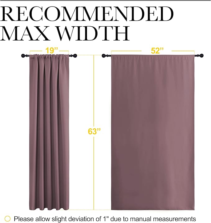 NICETOWN Blackout Curtains for Living Curtains, Room Darkening Curtains & Drapes for Kids Bedroom, Home Decoration Draperies (Dry Rose, 52" x 63", 2 PCs)