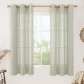 LAMIT Linen Curtains 63 inch Length 2 Panels for Living Room, Light Filtering Panels Bronze Grommet Neutral Textured Drapes for Bedroom/Office, Sage Grey, 34 x 63 Inch