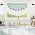 FRAMICS Farmhouse Valance Curtains, Boho Cotton Linen Kitchen Valance, Sage Green Rustic Button Window Valances for Bedroom, Country Rod Pocket Valances for Windows, Semi-Circular, 52 x 18 Inch