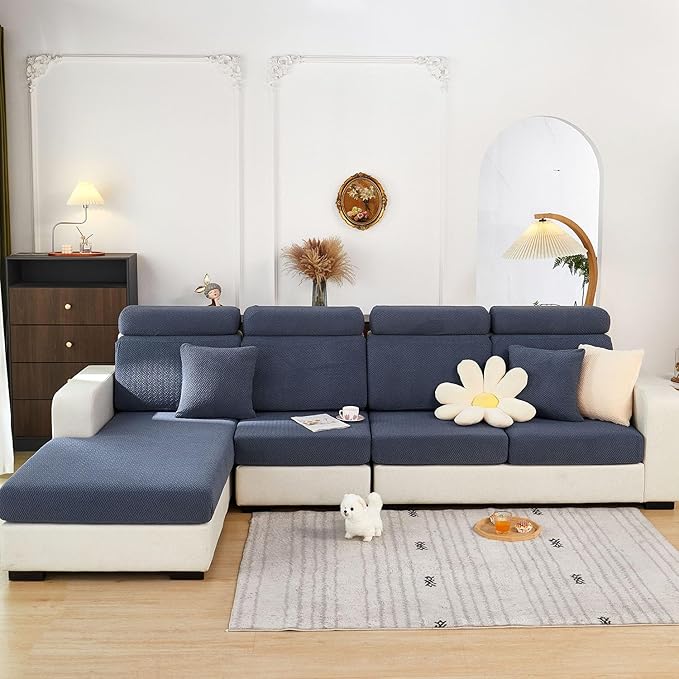 Sofa Covers Couch Covers for Sofa Pet Friendly Couch Cushion Covers Universal Sofa Covers Washable Stretch Slipcovers for Sectional Sofa (Texture Metal Gray,Back Cover M)